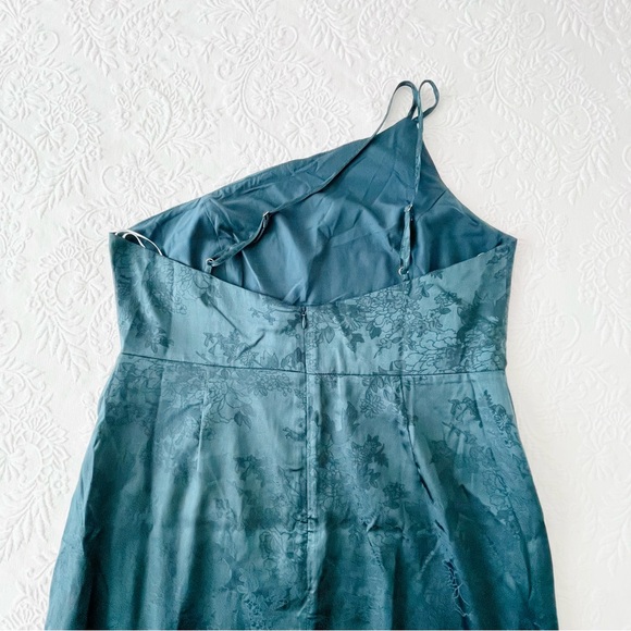 NWOT Lulus Desirable Dream Teal Green Satin Jacquard Halter Neck Midi Dress XL - Picture 6 of 8